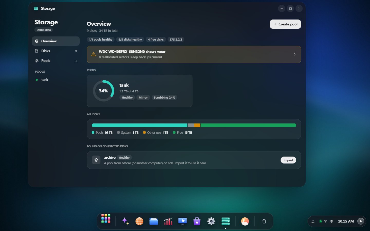 Storage with ZFS pools